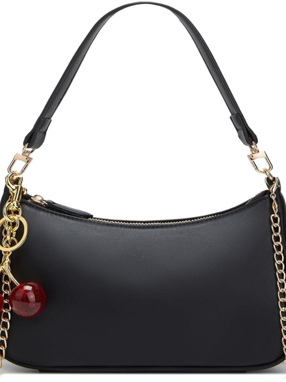 Black Shoulder Bag for Women Cute Hobo Cherry Purse Retro Clutch Underarm